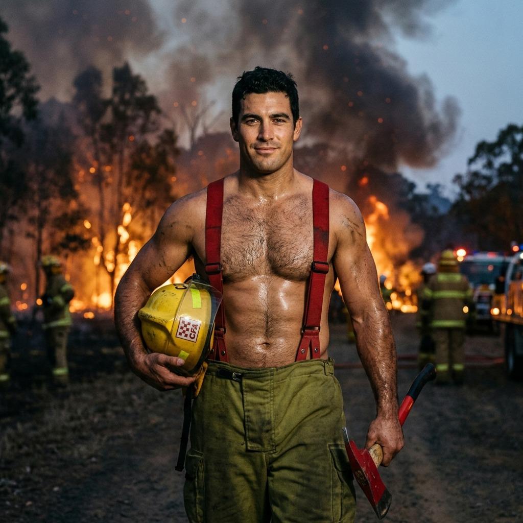 Hot flames can't hide this Aussie firefighter's glow-up. Every step he takes is pure fire—literally and figuratively. 🔥💪...