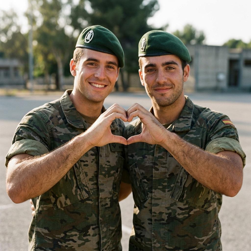 Hot military men forming a heart with their hands 💖 Who says love can't be brave and beautiful? #military #couple #nature
