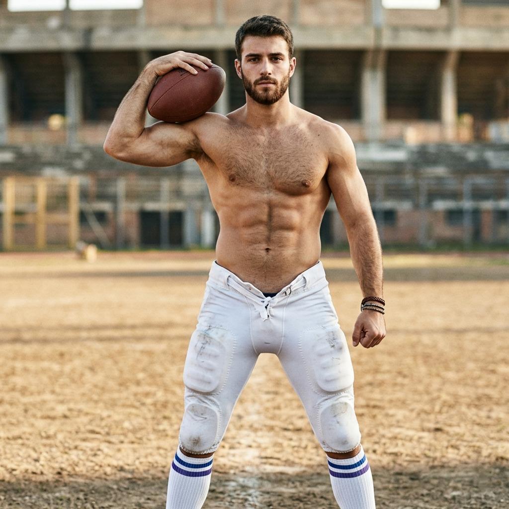 Every inch of him is pure perfection. Football hunk serving looks on the field. #athlete