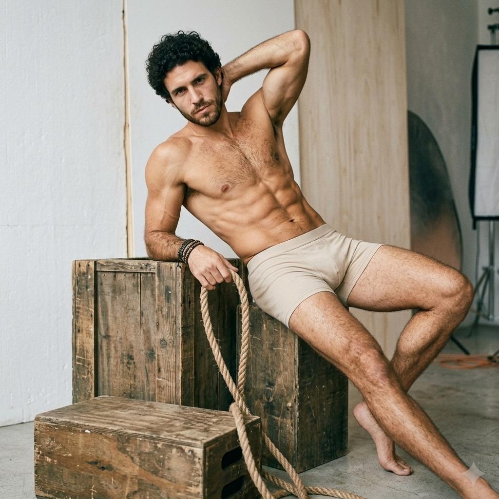 Every inch of him is pure art. Celebrate the beauty of masculinity in all its glory. #malebeauty #studio #underwear #gym