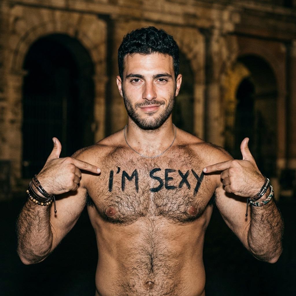 Every time I see a guy write I'm sexy on his chest, I wonder if he knows he's already the answer. #antiquity #selfie
