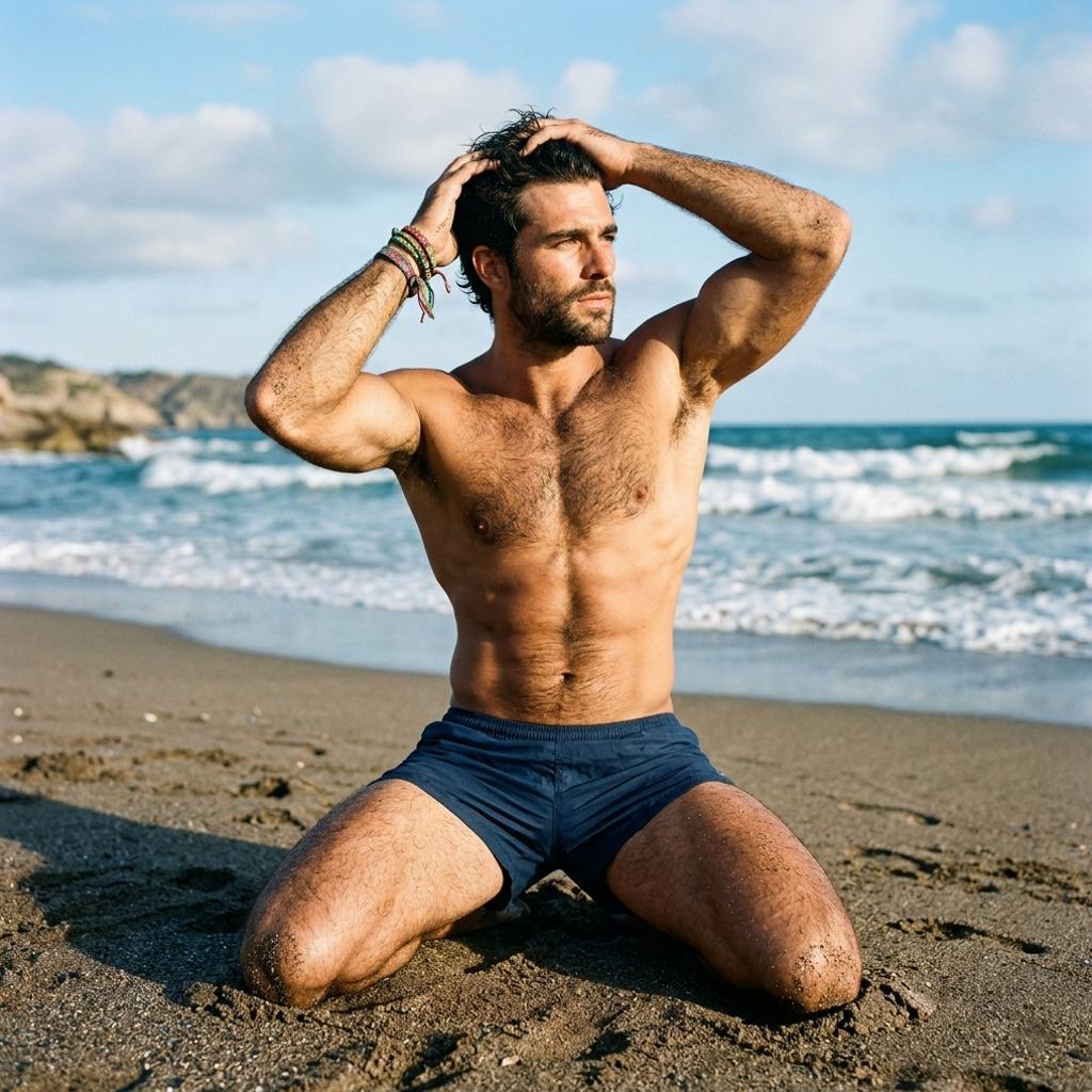 Every summer, the sun kisses the skin of the most beautiful men. This one? Pure perfection. 🌊🔥 #malebeauty #beach #underwear