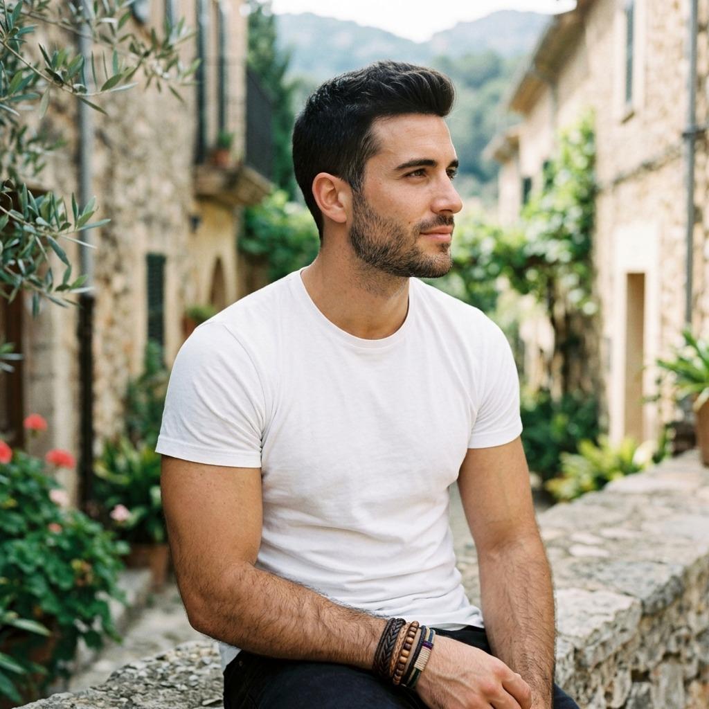 Every step, every glance—this vision of masculine beauty in motion is pure art. The way that white tee clings just right?...
