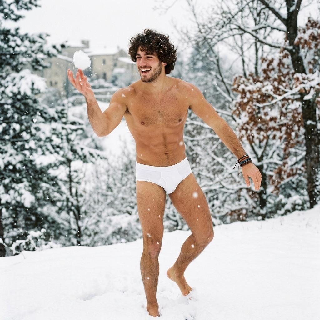 Frozen toes, fiery confidence. Nothing beats a man owning winter in just his skivvies. 🔥❄️ #snow #nature #underwear