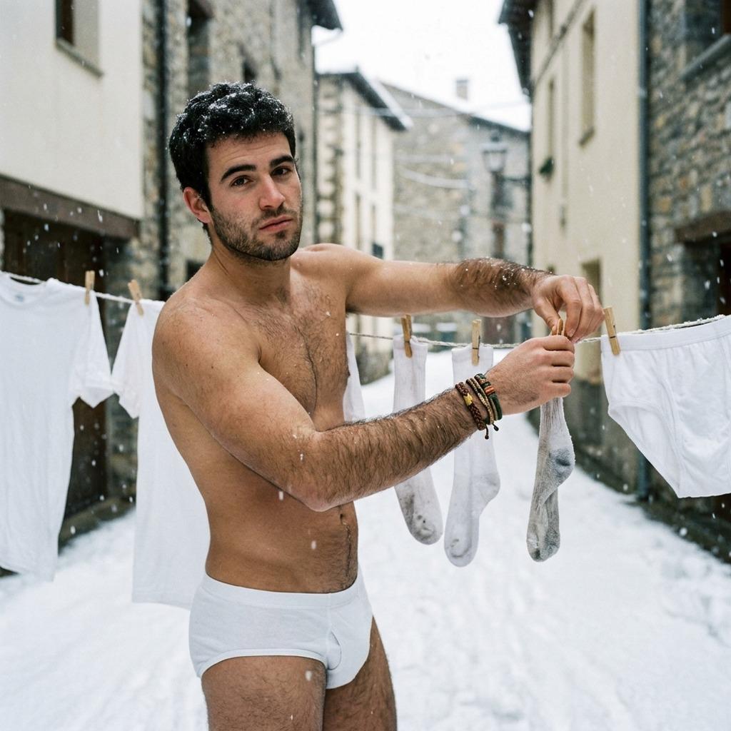 Frosty flex in the snow—nothing beats a confident man who owns his style even in the coldest weather. 🏔️🔥 #snow #underwear...