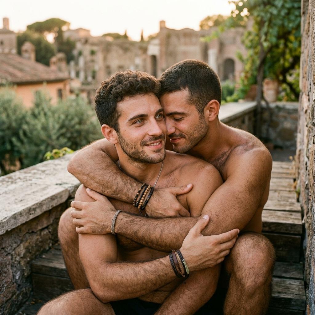 Celebrating the beauty of love and connection. Two gorgeous men embrace, radiating warmth and intimacy. Pure perfection....