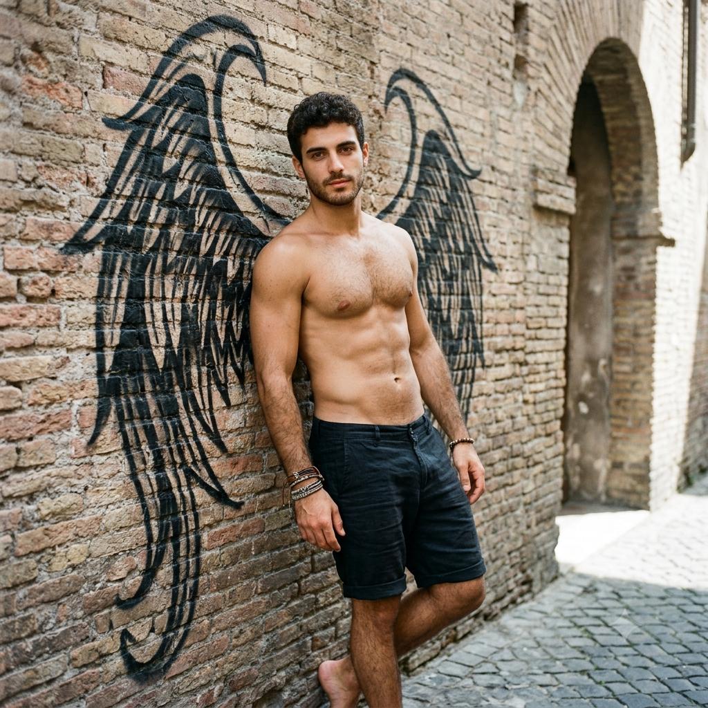 Every winged moment counts. Embrace the devilishly divine in every frame. #malebeauty #street #fairytale #athlete