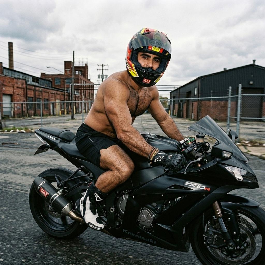 Riding free, fierce, and fearless—this biker’s raw confidence is pure adrenaline and beauty. 🔥 #malebeauty #street #hairy