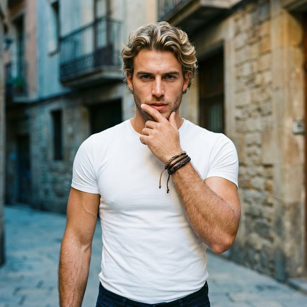 Confidence meets charm on the cobblestone streets—effortless style that speaks volumes. 💫 #malebeauty #street