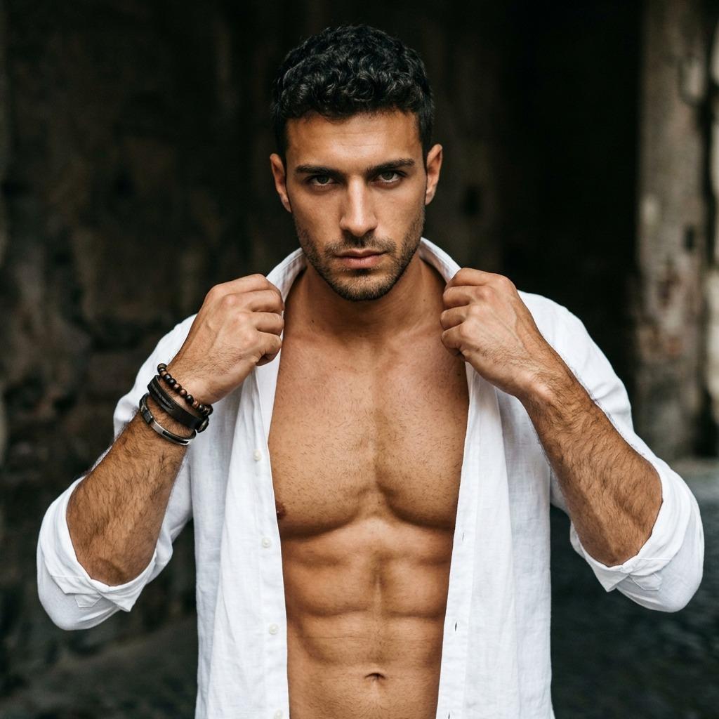 Adjusting the collar with confidence—effortless charm meets timeless appeal. 💫 #malebeauty #studio #underwear