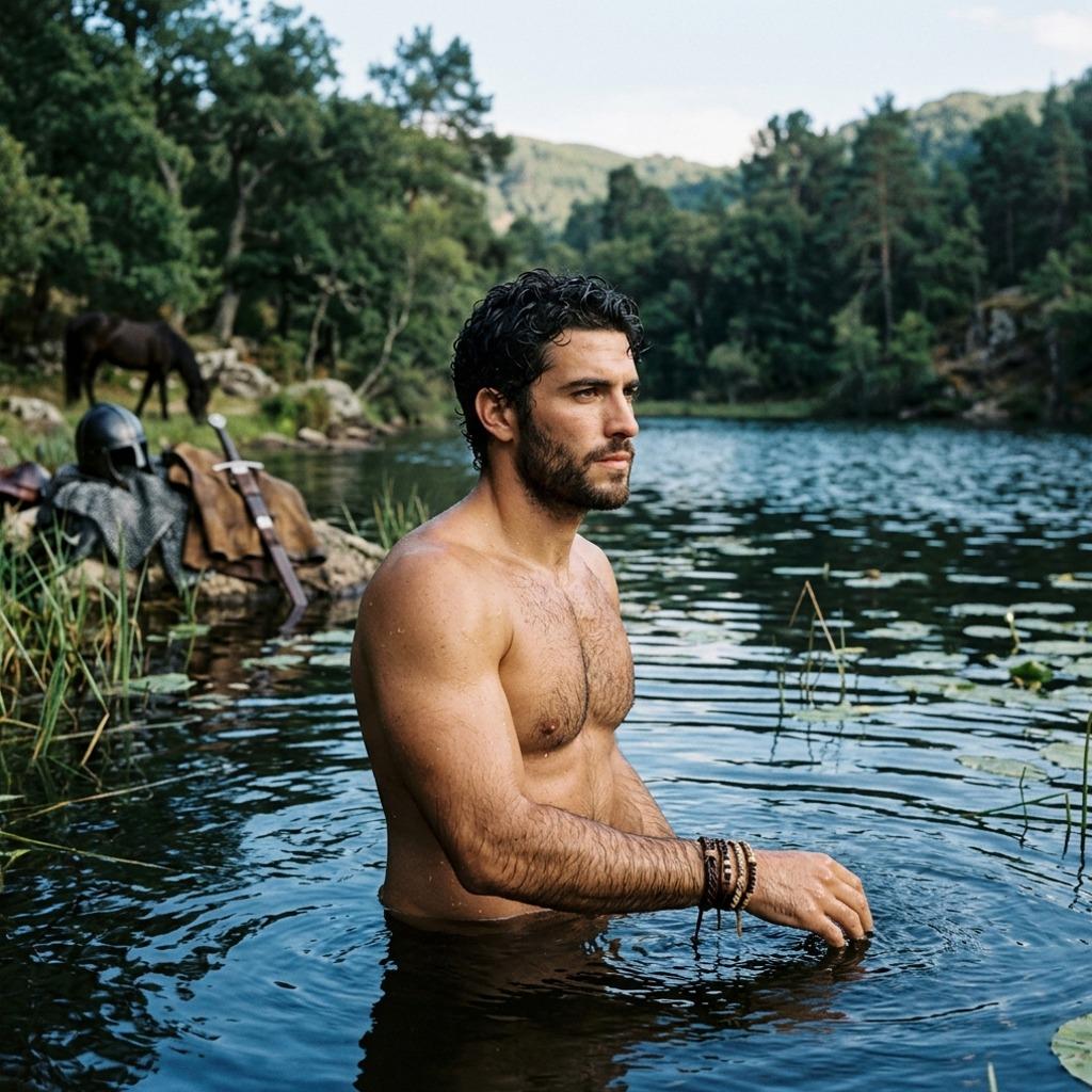 Lancelot indulges in a serene lakeside retreat—where nature meets raw, timeless beauty. #nature #lake #hairy