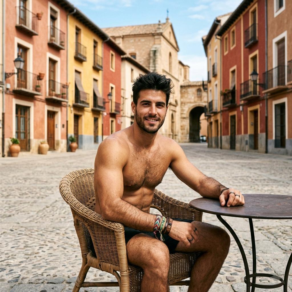 Sun-kissed confidence in the heart of a charming square. Effortlessly stunning—where beauty meets boldness. #malebeauty...