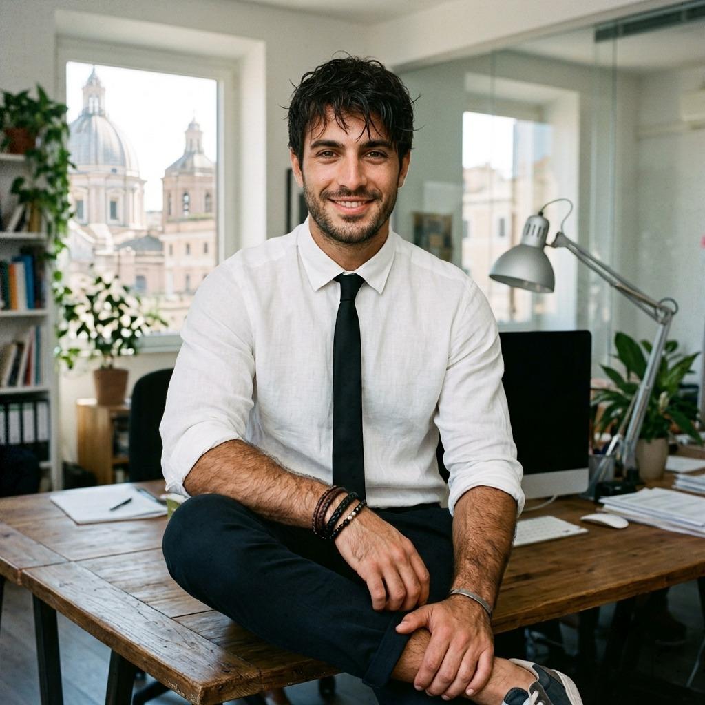 Confidence meets charm in this sleek office setting. Effortlessly stylish—who says ties can’t be sexy? 😉 #malebeauty #office...