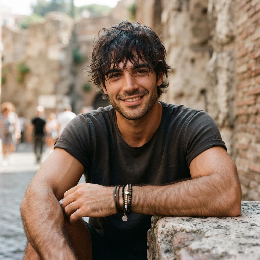 That confident smile says it all—effortless charm at its finest. 😍 #malebeauty #street #travel
