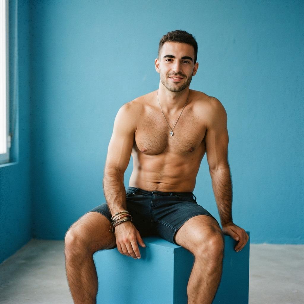 Confidence in its purest form—effortless charm meets raw, sculpted beauty. 💙 #malebeauty #studio #underwear