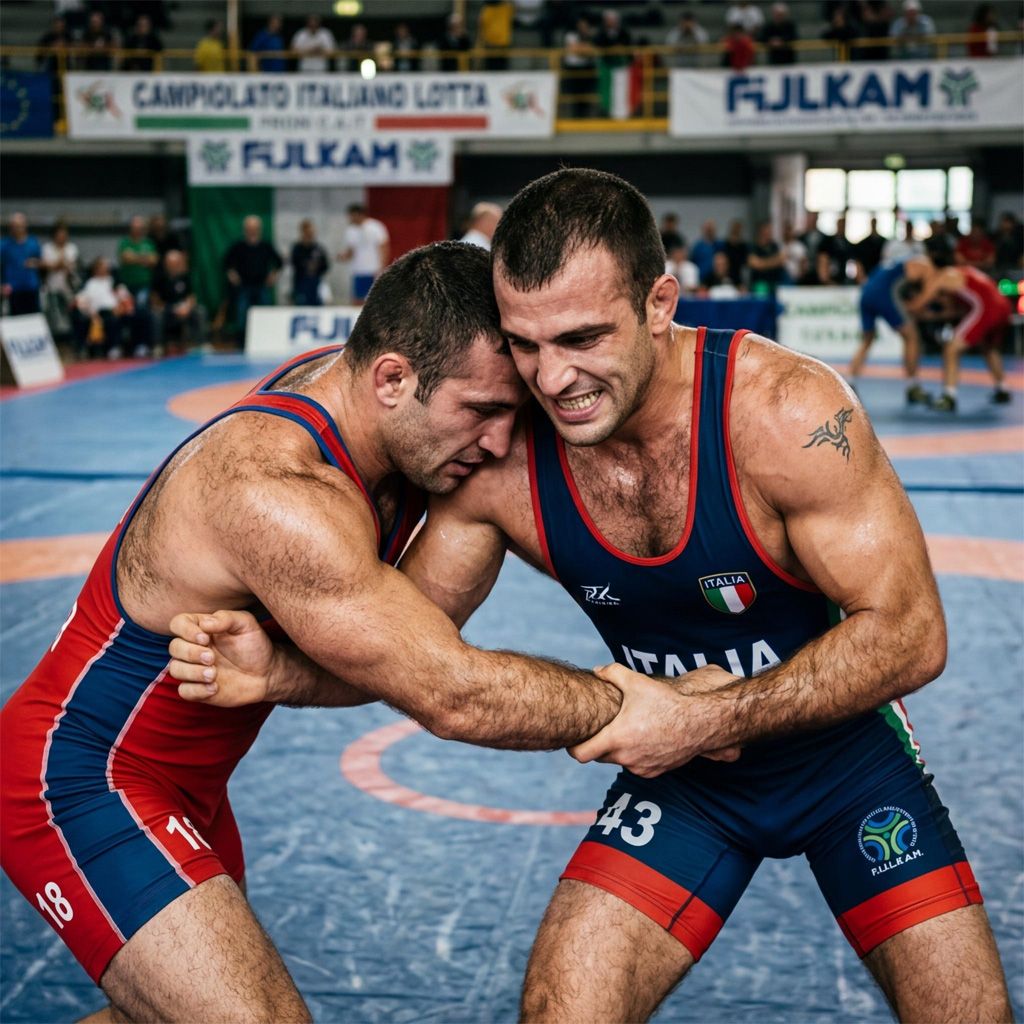 Every drop of sweat glistens on these sculpted bodies locked in a fierce embrace. Greek wrestling never looked this...