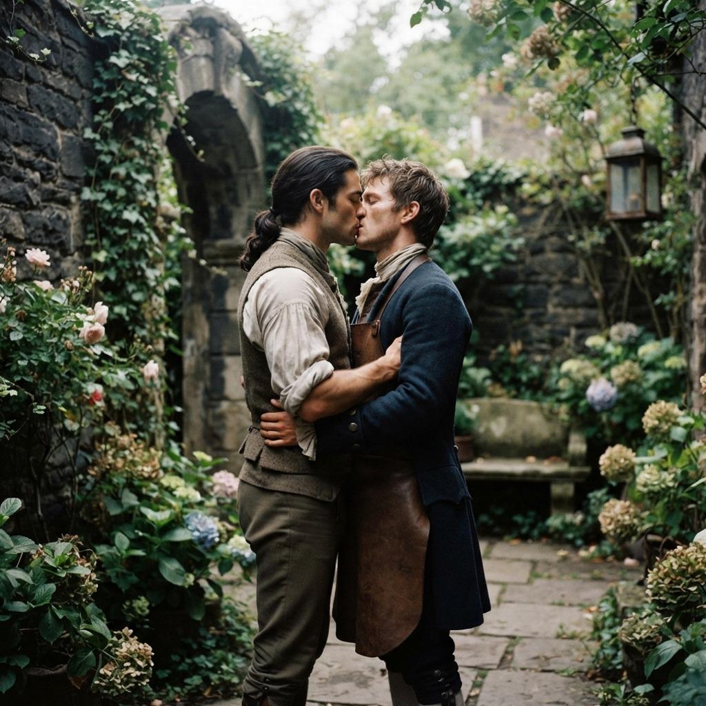 Timeless passion in every glance—two souls lost in a kiss that speaks volumes. #malebeauty #fairytale #couple #kiss #nature