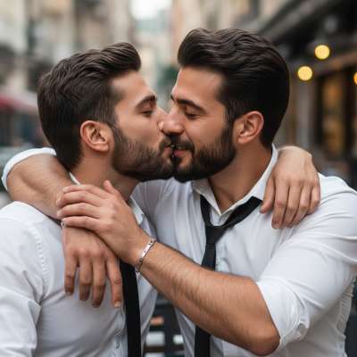 Two hearts, one kiss—pure passion captured in a moment of love. Celebrate the beauty of connection. #street #couple #kiss...