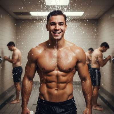 Step into a moment of raw elegance. The art of masculinity, captured in a fleeting moment under the water’s embrace. #shower...