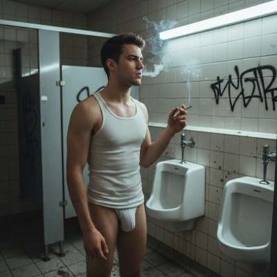 Nothing beats the raw allure of a man in his element. 🔥💨 #smoking #underwear