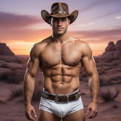 Ride the wild side with this rugged cowboy, showcasing a physique as strong as his spirit. 💪🔥 #nature #cowboy #underwear