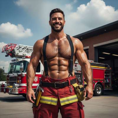 Celebrating the raw strength and beauty of masculinity! 🔥 Check out this stunning firefighter flexing his physique—proof...