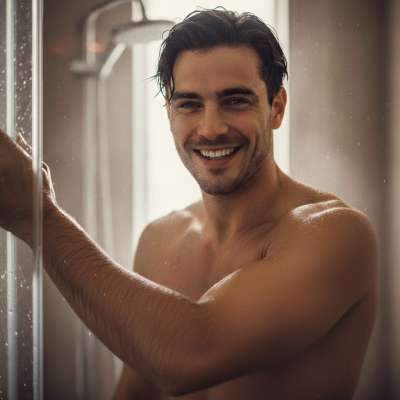 Nothing beats the pure joy of a smile under the shower. 💦 Pure, unfiltered happiness. Celebrating the beauty of masculinity,...