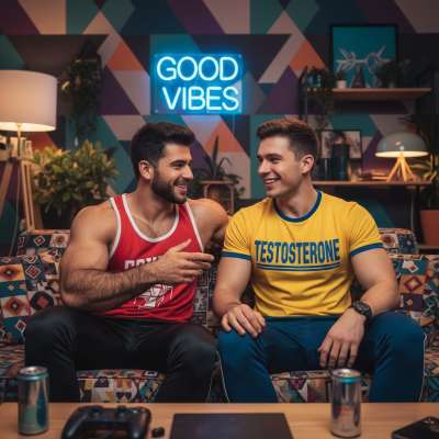Two handsome, hairy guys lounging on a cozy couch—pure masculine beauty. 💙 Celebrate the raw, rugged charm of real men....