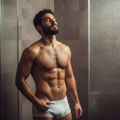 Nothing beats the raw beauty of a man embracing his natural self. 💦🔥 #shower #underwear #wet
