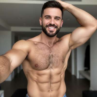 Raw masculinity at its finest! 💪🏳️‍🌈 This selfie is pure strength, confidence, and irresistible charm. 😍 #bedroom #hairy...