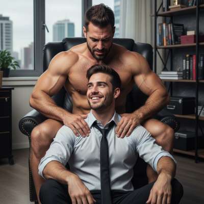 Relaxing after a long day? Let this hunk melt your stress away with his strong hands. 💆‍♂️💪 #office #couple #suit