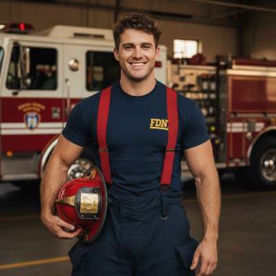 Celebrating the strength and charm of our heroes! 🔥 This firefighter’s smile in the firehouse is pure magic. 💙 #firefighter...