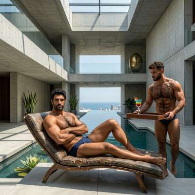 Flawless muscles meet flawless service. Nothing beats a strong man enjoying a cocktail like this. #pool #couple