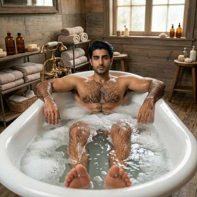 Every curve, every line—perfection in the making. 💦🔥 #malebeauty #bath #hairy