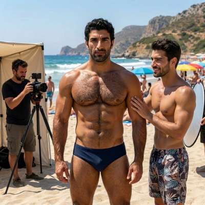 Every hairy model ready to slay the photoshoot. Confidence is the best accessory. #malebeauty #beach #studio
