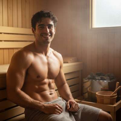 Every sauna session deserves a flex. 🔥 #malebeauty #sauna #underwear