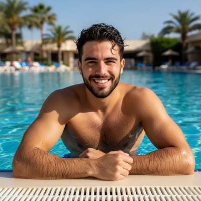 Every smile at the poolside is a masterpiece. 🌊💦 #pool #athlete