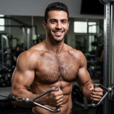 Every drop of sweat glistens on that sculpted fur—pure gym magic. 🔥💪 #gym #athlete
