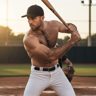 Few things hit harder than a hairy baseball player stealing the show shirtless. Pure masculine energy right here. #athlete...