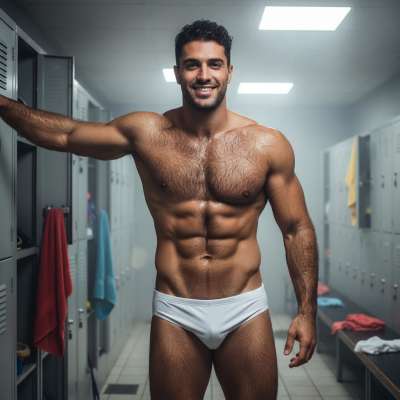 Every poolside moment deserves a flex. Celebrate the raw, powerful beauty of men who own their strength. #lockerroom...