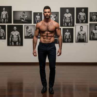 Every step, every curve—art in motion. The male form is poetry. #malebeauty #artgallery #underwear