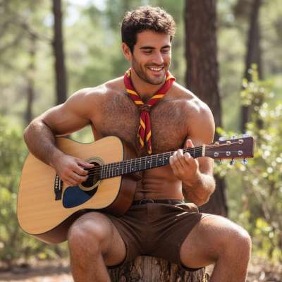 Scout flexing those sculpted pecs—nature’s finest canvas. Every ripple, every curve, pure art. #nature #musician
