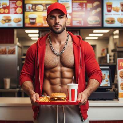 Every bite tastes better when it’s savored with a view like this. 🍔💪 #malebeauty #kitchen #athlete #selfie