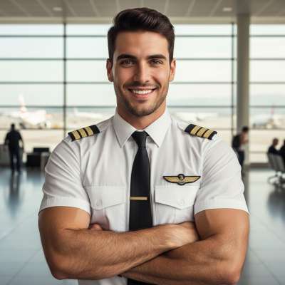 Pilot vibes on full display! That smile could land any flight—or heart. 😍✈️ #malebeauty #airport #uniforms