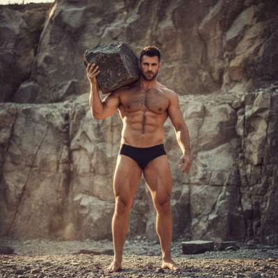 Celebrate raw strength and masculine beauty as this guy flexes with an epic lift. Every muscle tells a story of power and...