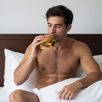 Savoring every bite like it’s the last—because some flavors are just too good to rush. 🍔🔥 #bedroom