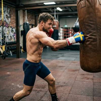 Every drop of sweat glistens like a diamond on this fighter’s skin. The raw power and grace of a man sculpted by...