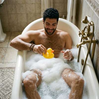 Every splash tells a story. Celebrate the raw, hairy beauty of masculinity in its most natural form. 💦🔥 #bath