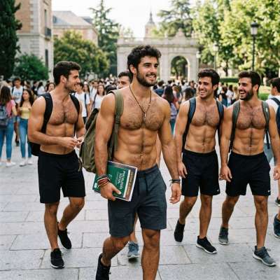 Ready to turn heads on campus? Nothing beats that confident stride with a shirt off. 🔥 #street #classroom #athlete