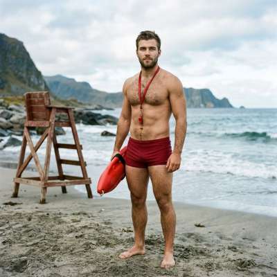 Sizzling summer vibes with this stunning lifeguard! Every inch of him is pure perfection. Who else is ready to melt under...